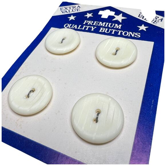 Vintage Cream White Textured Buttons 4pc Card Two Hole Three Quarter - Picture 5 of 5